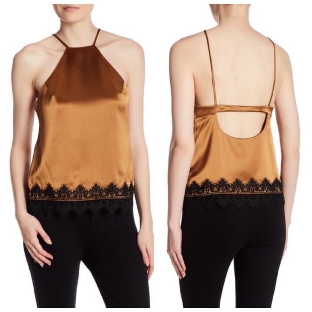 ABS BY ALLEN SCHWARTZ Satin Lace Halter Neck Camisole